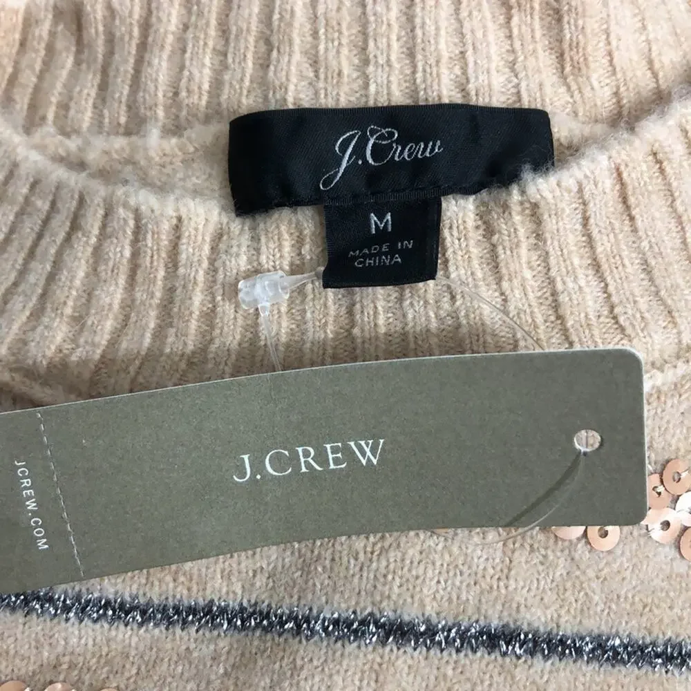 J. Crew Sequin Stripe Supersoft Yarn Sweater Size Medium NWT